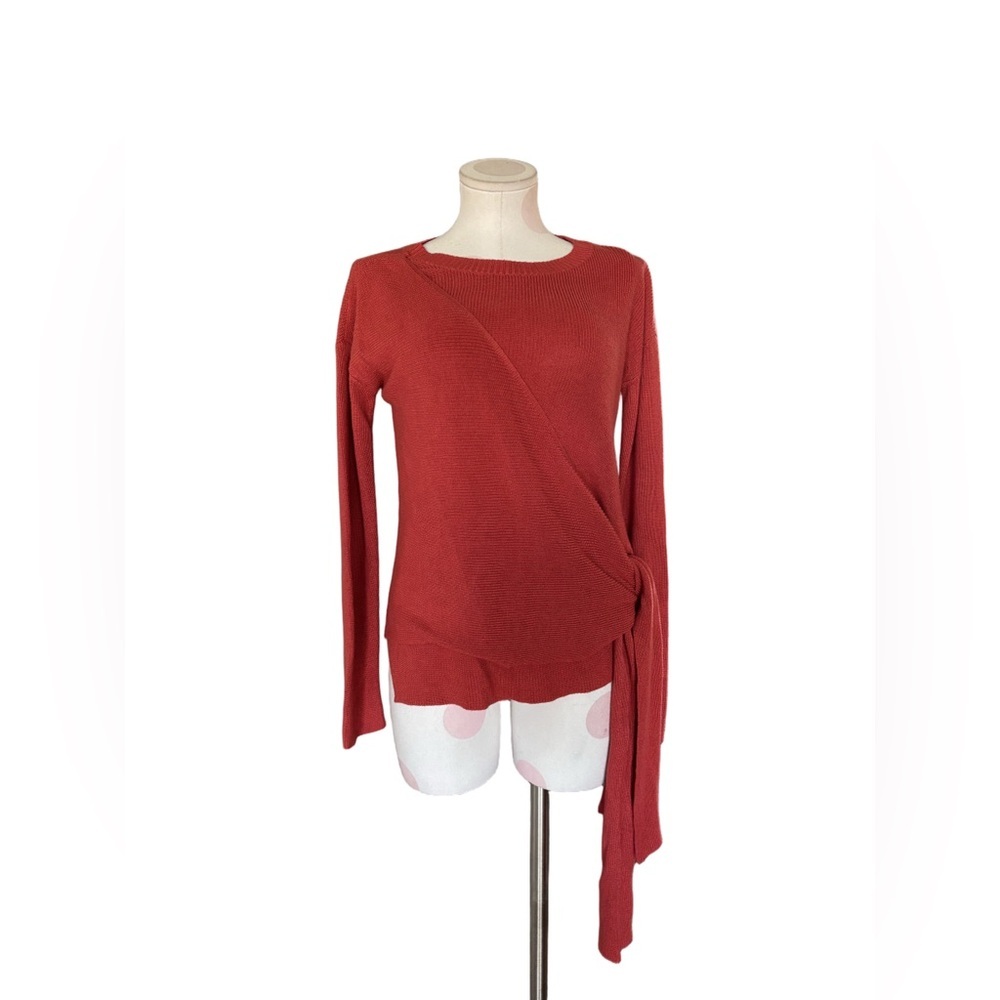 Tribal Wrap Sweater Top – Brick Red Orange – Small - Picture 8 of 10
